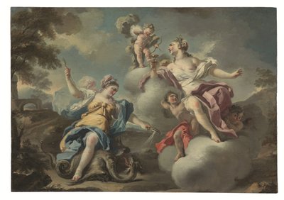 Una de un par de alegorías (óleo sobre tabla) de Francesco Celebrano