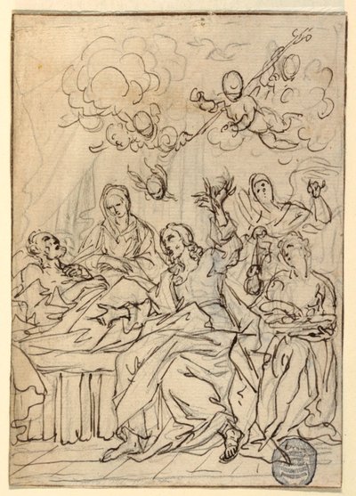 Dibujo, Muerte de San José, 1880 de Francesco Coghetti