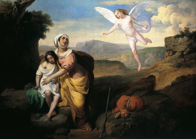 Hagar e Ismael visitados por un ángel de Francesco Coghetti