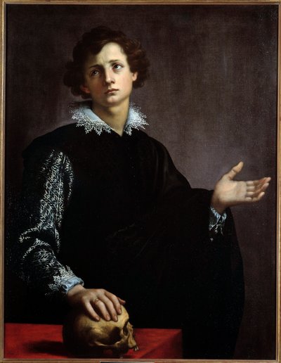 Retrato de un joven. Pintura (Vanita) de Francesco Currado (1570-1661) de Francesco Currado