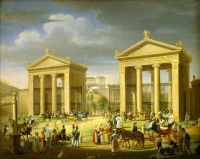 El acercamiento a la Villa Borghese, Roma, 1838 de Francesco Diofebi