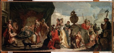 ""Antiochus and Stratonice"" (Antiochus and Stratonice). Antiochus (o Antiochos), hijo del rey Seleucus (o Seleucus) I Nicator es tratado por el médico Erasistratus de Ceos de una enfermedad debido a su amor por y Stratonice (o Stratonike), la esposa de su de Francesco Fontebasso