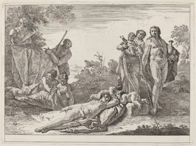 Apolo y Ninfas en un Paisaje con un Busto de Pan de Francesco Fontebasso