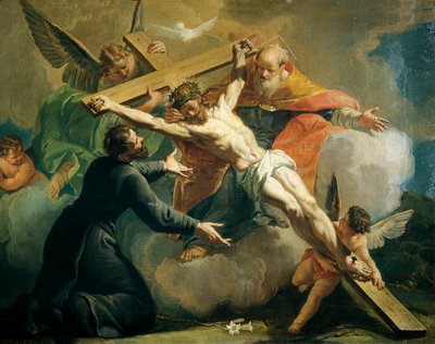 Crucifixión con Dios Padre y San Ignacio de Loyola, por Francesco Fontebasso (1709-1769) de Francesco Fontebasso