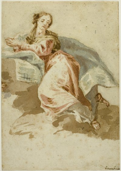 Figura femenina vestida en oración de Francesco Fontebasso