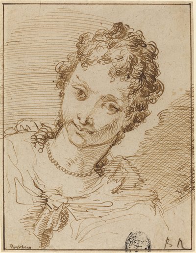 Joven Elegante con Collar de Perlas de Francesco Fontebasso