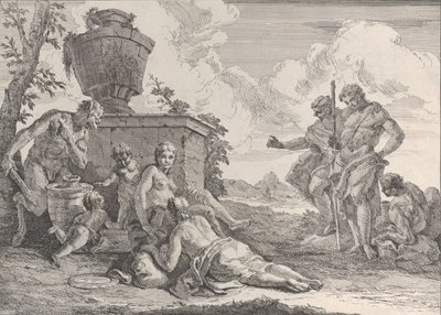 Sátiro con garrote y siete figuras, de Bacchanals and Histories de Francesco Fontebasso