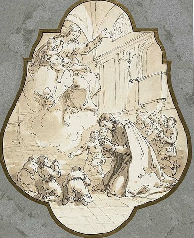 Aparición de la Virgen a San Felipe Neri y sus alumnos de Francesco Fontebasso