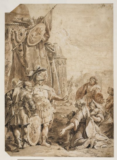 La familia de Darío arrodillada ante Alejandro Magno de Francesco Fontebasso