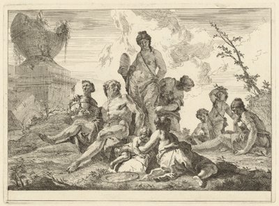 Venus y Vulcano con tres ninfas y tres cupidos de Francesco Fontebasso