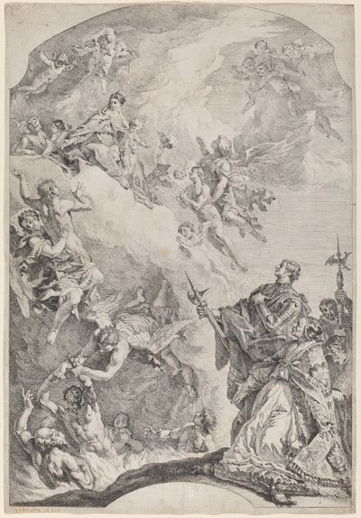 San Gregorio I liberando almas del purgatorio de Francesco Fontebasso after Sebastiano Ricci