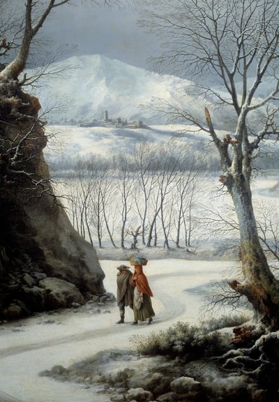 Pareja en el camino en medio del invierno de Francesco Foschi