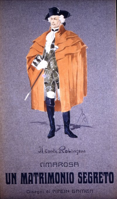 Personaje “Conde Robinson” en “Matrimonio Secreto” de Domenico Cimarosa (1749 - 1801). Traje de F. Gamba - Scala de Milán de Francesco Gamba