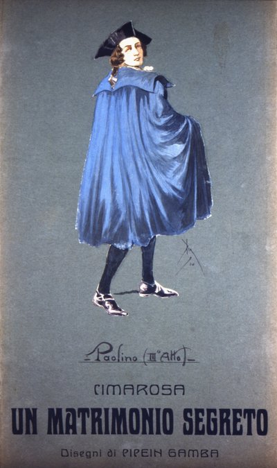 Personaje “Paolino” en “Matrimonio Secreto” de Domenico Cimarosa (1749 - 1801). Vestuario de F. Gamba - Scala de Milán de Francesco Gamba