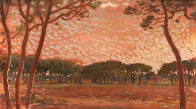 Pinares en la Maremma (óleo sobre tabla) de Francesco Gioli