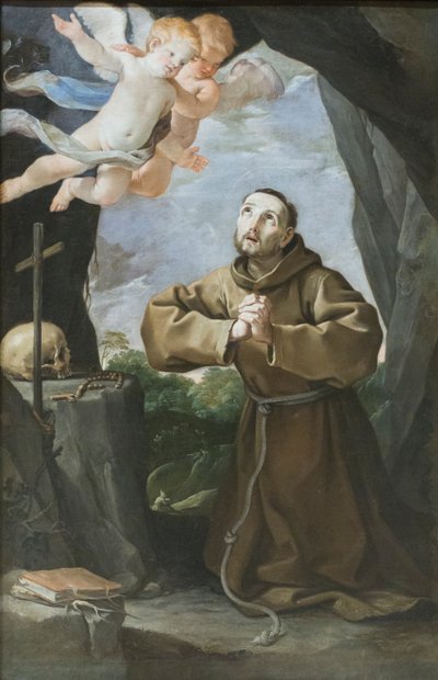 San Francisco adorando la cruz, c.1630-40 (óleo sobre lienzo) de Francesco Giovanni Gessi