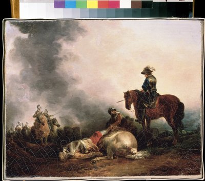"Apres la bataille" (Después de la batalla) Alegoría de la guerra, un guerrero mata. Pintura de Francesco Giuseppe Casanova (1727-1802) Museo de Arte Mikhail Kroshitsky, Sebastopol (Ucrania) de Francesco Giuseppe Casanova