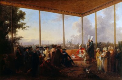 Audiencia dada en Constantinopla por el Gran Visir Aimali Carac para François-Emmanuel Guignard de Francesco Giuseppe Casanova