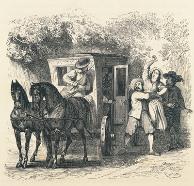 Rapto de Lucía, episodio de Los Novios, de Alessandro Manzoni (1785-1873), ilustración de Francesco Gonin (1808-1889) para la edición de 1840 de Francesco Gonin