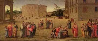 José presenta a su padre y hermanos al faraón, c.1515 de Francesco Granacci
