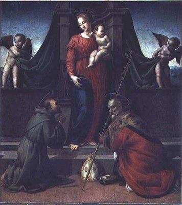 Madonna y Niño con San Francisco y San Zenobio de Francesco Granacci