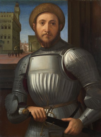 Retrato de un hombre en armadura, c. 1510 de Francesco Granacci