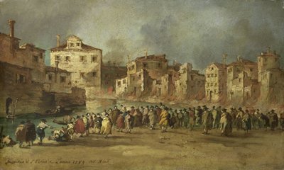 El incendio del barrio de San Marcuola de Venecia, 28 de noviembre de 1789 de Francesco Guardi (copy after)