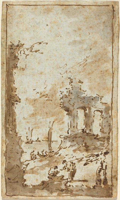 Un capricho de ruinas junto a la laguna de Francesco Guardi