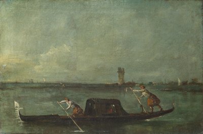 Una Góndola en la Laguna cerca de Mestre, después de 1780 de Francesco Guardi