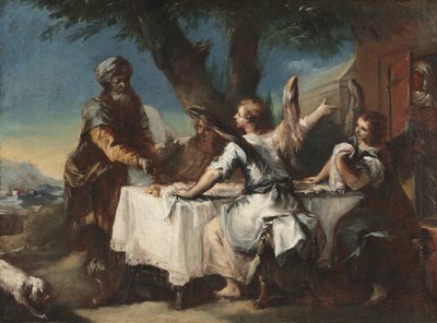 Abraham recibe a los tres ángeles de Francesco Guardi