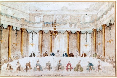 Banquete para la boda de Polignac. Dibujo de Francesco Guardi (1712 - 1793) de Francesco Guardi
