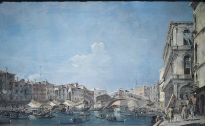 Canal grande en el puente de Rialto, c.1780-90 (óleo sobre lienzo) de Francesco Guardi