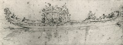 Góndola reservada a los embajadores, de Francesco Guardi (1712-1793), dibujo. de Francesco Guardi