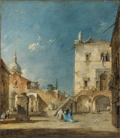 Vista imaginaria de una plaza veneciana o campo, c.1780 de Francesco Guardi