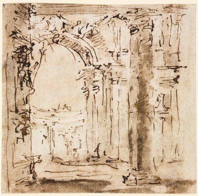 Par de dibujos: Boceto del laberinto de la Villa Pisani y Piazza San Marco..., 1773-1778 de Francesco Guardi