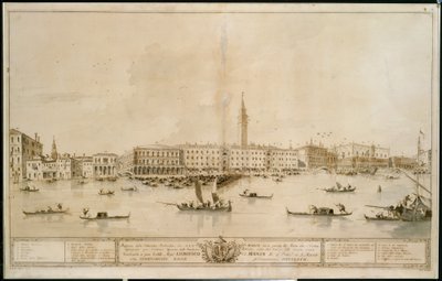 Panorama de Venecia desde la dársena de San Marcos, incluido el proyecto para el propuesto Teatro Manin de Francesco Guardi