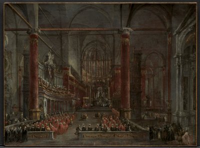 Ceremonia pontifical en SS. Giovanni e Paolo, Venecia, 1782 de Francesco Guardi