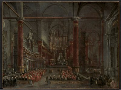 Ceremonia pontifical en SS. Giovanni e Paolo, Venecia, 1782, c. 1783 de Francesco Guardi