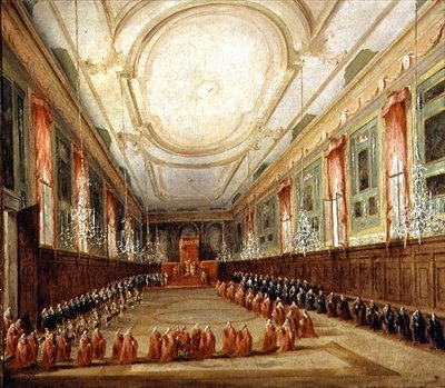 Papa Pío VI (1717-99) y Dogo Paolo Renier en la Iglesia de SS. Giovanni y Paolo de Francesco Guardi