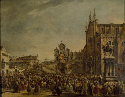 El Papa Pío VI bendiciendo a la Multitud en Campo SS Giovanni e Paolo, Venecia, 1782 de Francesco Guardi