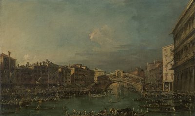 Regata en el Gran Canal, cerca del puente de Rialto, Venecia de Francesco Guardi