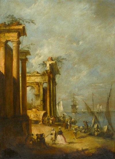 Ruinas romanas cerca de la laguna, c.1765-1775 de Francesco Guardi