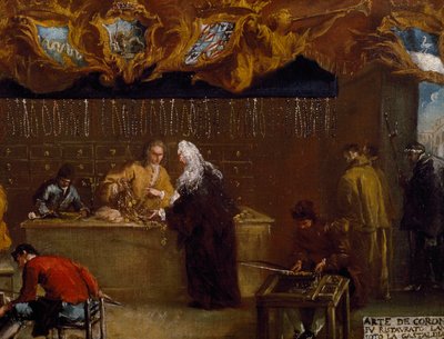 Letrero del Gremio de Coroneri (fabricación de rosarios) en Venecia de Francesco Guardi