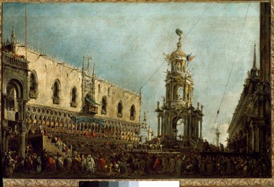 El Dogo de Venecia asiste a las celebraciones del Martes de Carnaval en la Piazzetta de San Marcos de Francesco Guardi