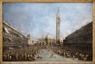 El Dogo de Venecia llevado por los gondoleros después de su elección en la Plaza de San Marcos de Francesco Guardi