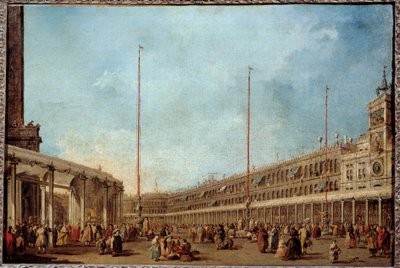 El Dogo de Venecia sigue la procesión del Corpus Domini en la plaza de San Marcos de Francesco Guardi