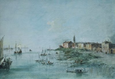 El canal de la Giudecca con la iglesia de Santa Marta, c.170 -80 (óleo sobre lienzo) de Francesco Guardi