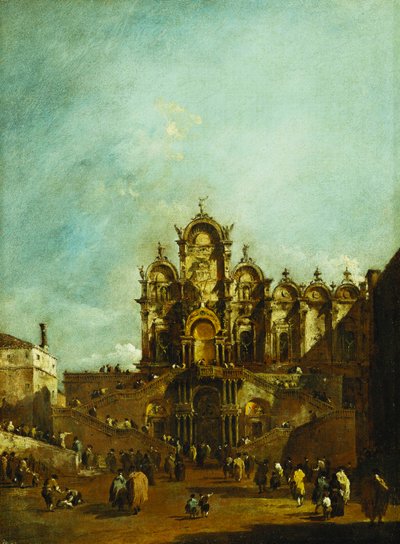La logia erigida en Campo San Zanipolo, Venecia, frente a la Scuola di San Marco para la bendición del Papa Pío VI en 1782 de Francesco Guardi