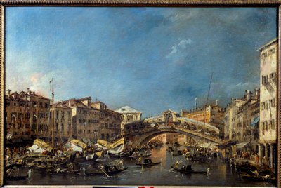 El Puente de Rialto en Venecia en el siglo XVIII. Pintura de Francesco Guardi (1712-1793) siglo XVIII Dim. 0,62x0,93 m Toulouse, Museo de los Agustinos de Francesco Guardi