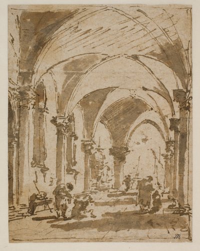 La arcada del Palacio Ducal hacia la Piazzetta de Francesco Guardi